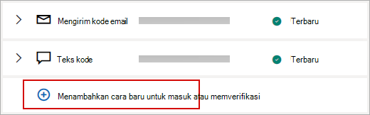 Cuplikan layar untuk mengubah informasi keamanan Anda.