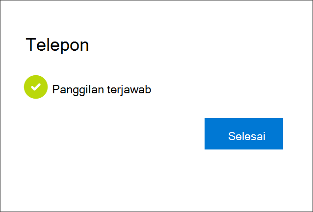 Pemberitahuan berhasil, menyambungkan nomor telepon, pilihan untuk menerima panggilan telepon, dan akun Anda