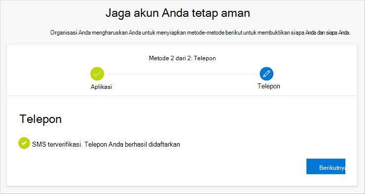 Pemberitahuan keberhasilan