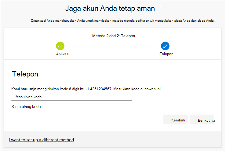 Menguji akun Anda dengan pesan teks