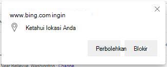 Popup lokasi Bing