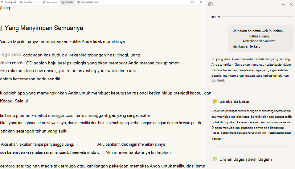 Cuplikan layar readingmode-copilot.