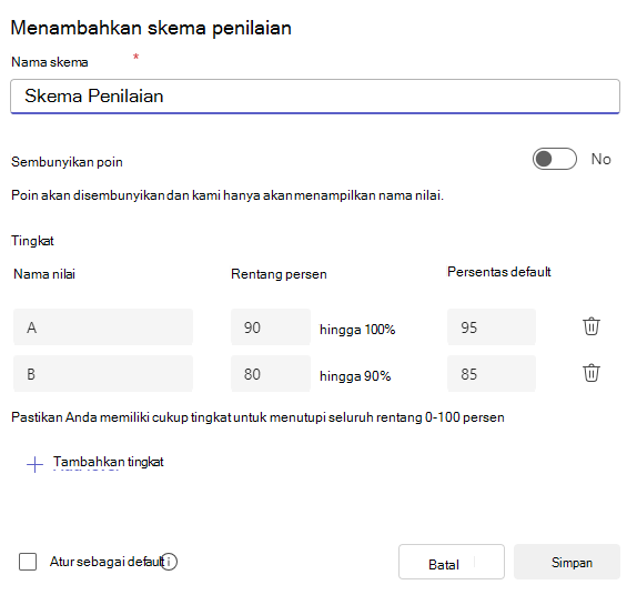 tambahkan skema penilaian