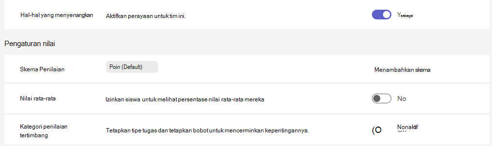pengaturan nilai