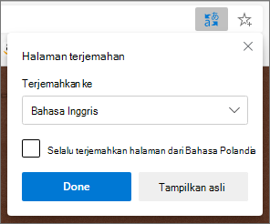 Panel Penerjemah Microsoft memperlihatkan status terjemahan.