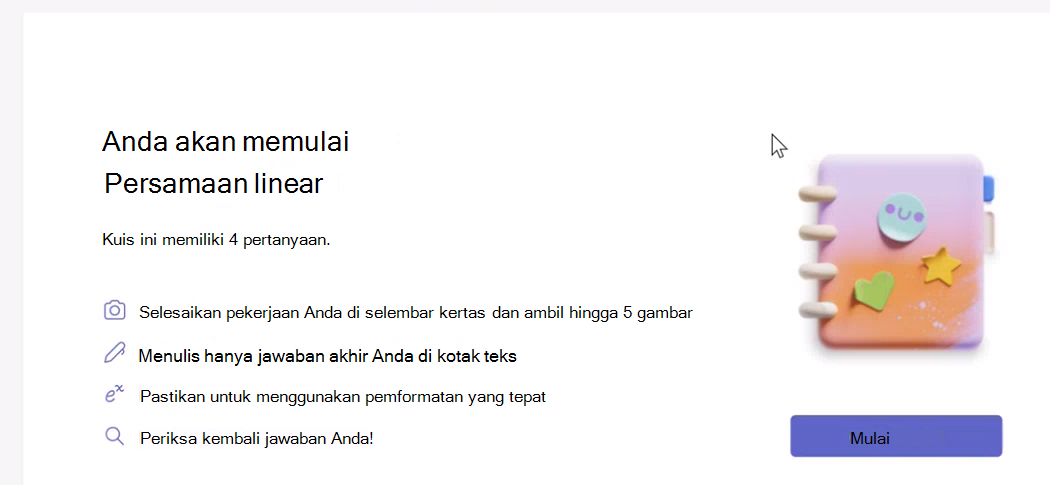 Cuplikan layar dialog mulai.