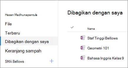 Cuplikan layar nama buku catatan.