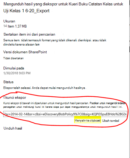 Unduh hasil