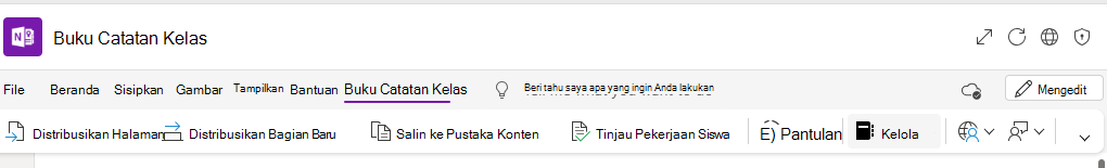 Cuplikan layar kelola buku catatan.