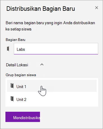 Pilih lokasi grup bagian.