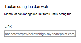 Hyperlink tautan orang tua dan wali dalam Mengelola Buku Catatan.