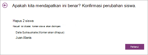 Daftar siswa yang akan dihapus.