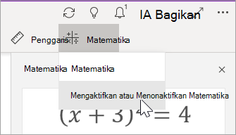Mengaktifkan atau Menonaktifkan Matematika