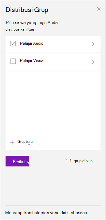 Pilih kotak centang di samping grup
