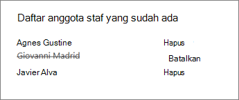 Menghapus Anggota Staf dari Buku Catatan Staf