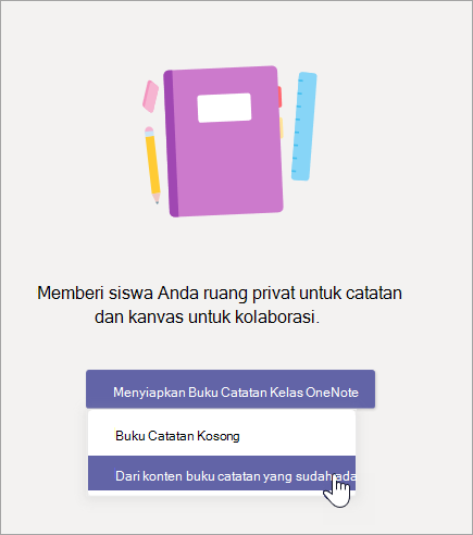Buat Buku Catatan Kelas dari konten buku catatan yang ada.