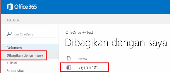 Cuplikan layar layar Dibagikan dengan saya.
