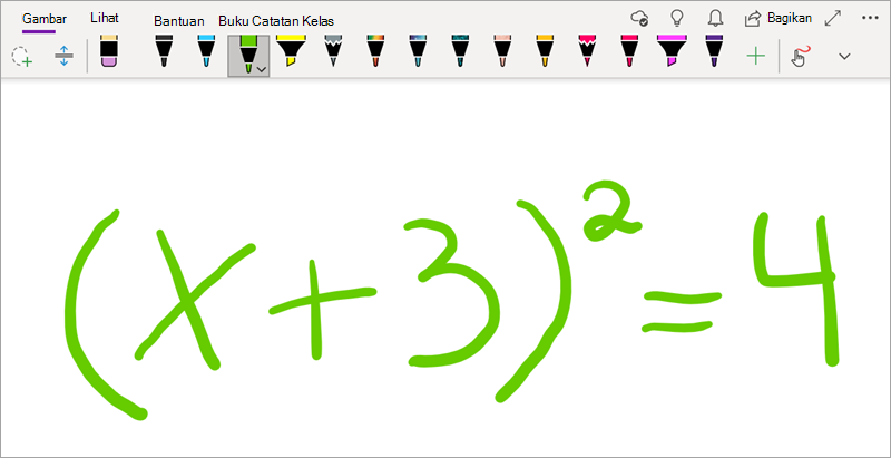 Menulis persamaan matematika di OneNote untuk Windows 10