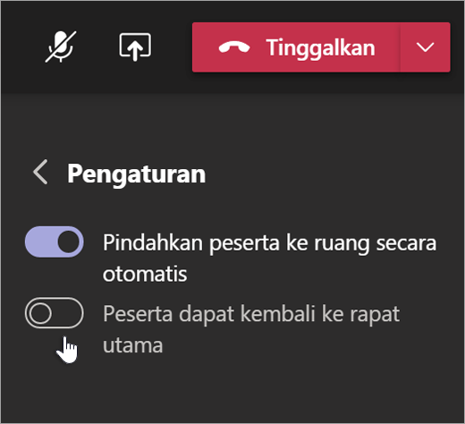 Pengaturan ruang terpisah di Teams