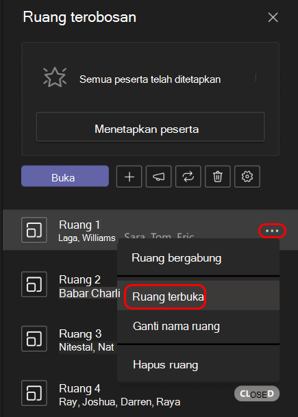Gambar yang memperlihatkan cara membuka satu ruang terpisah.