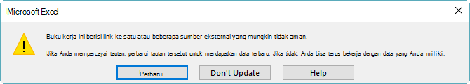 Kotak dialog referensi yang rusak di Excel