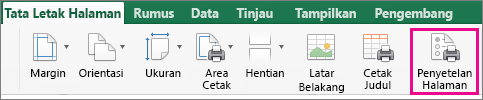 Pada tab Tata Letak Halaman, pilih Penyetelan Halaman