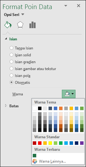 Opsi warna bagan Peta Excel untuk bagan kategori
