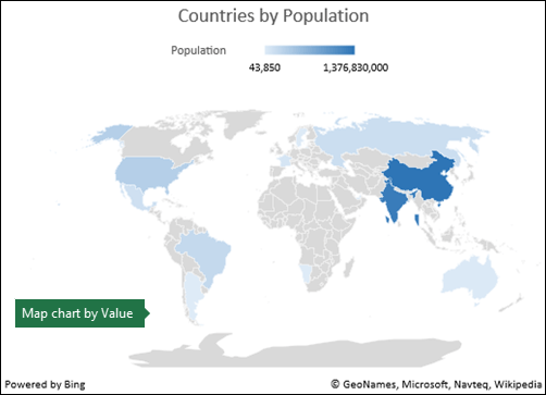 Excel MapChart dengan data Nilai