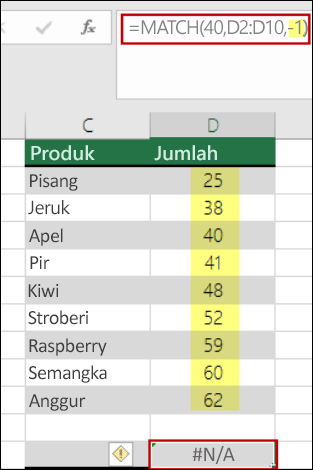 Fungsi Excel Match