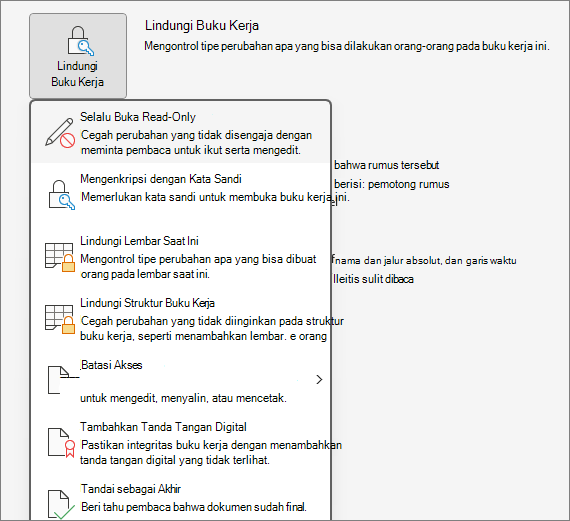 Memproteksi buku kerja