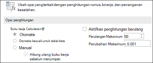 Gambar opsi Penghitungan Manual & Otomatis