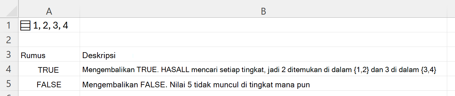 Menggunakan HASALL untuk mencari di dalam array bertumpuk yang disimpan dalam satu sel