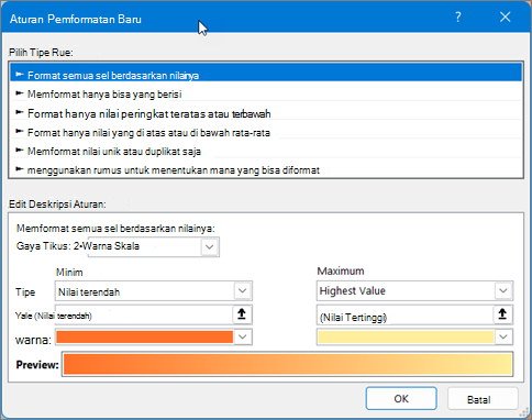 Menu Aturan Pemformatan Baru