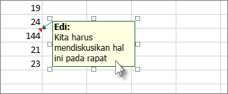 Klik tepi kotak komentar untuk memindahkan atau mengubah ukurannya