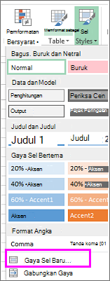 Opsi gaya sel baru