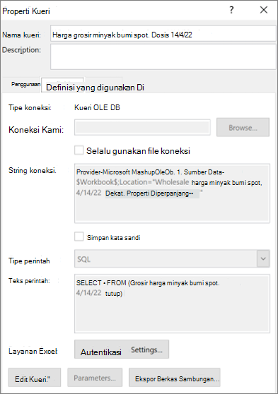 Properti Koneksi