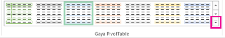 Tombol Lainnya di galeri Gaya PivotTable