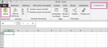 Tab PowerPivot dan tombol Kelola