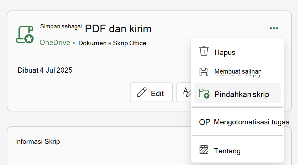 Memindahkan skrip Office