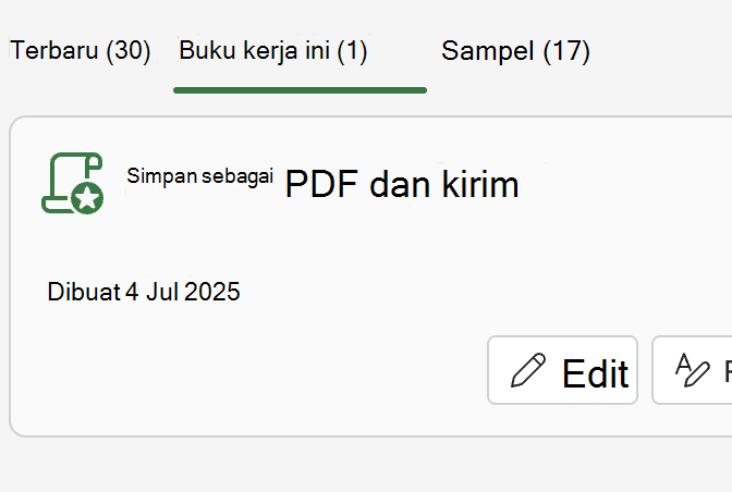 Daftar buku kerja ini di panel tugas Skrip Office.