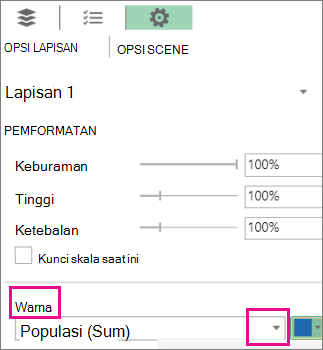 Kotak daftar Seri Data untuk turun bawah Warna