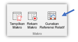 cuplikan layar memperlihatkan tombol Gunakan Referensi Relatif