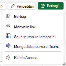 Bagikan tautan ke lembar kerja Anda untuk Excel untuk web