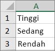 Membuat daftar dari tinggi ke rendah dalam rentang sel