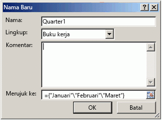 Kotak dialog Edit Nama dengan rumus