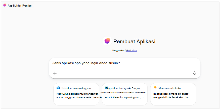 Layar beranda App Builder