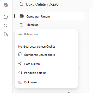 Cuplikan layar menu Buat dengan peta Pikiran sebagai opsi yang tersedia.