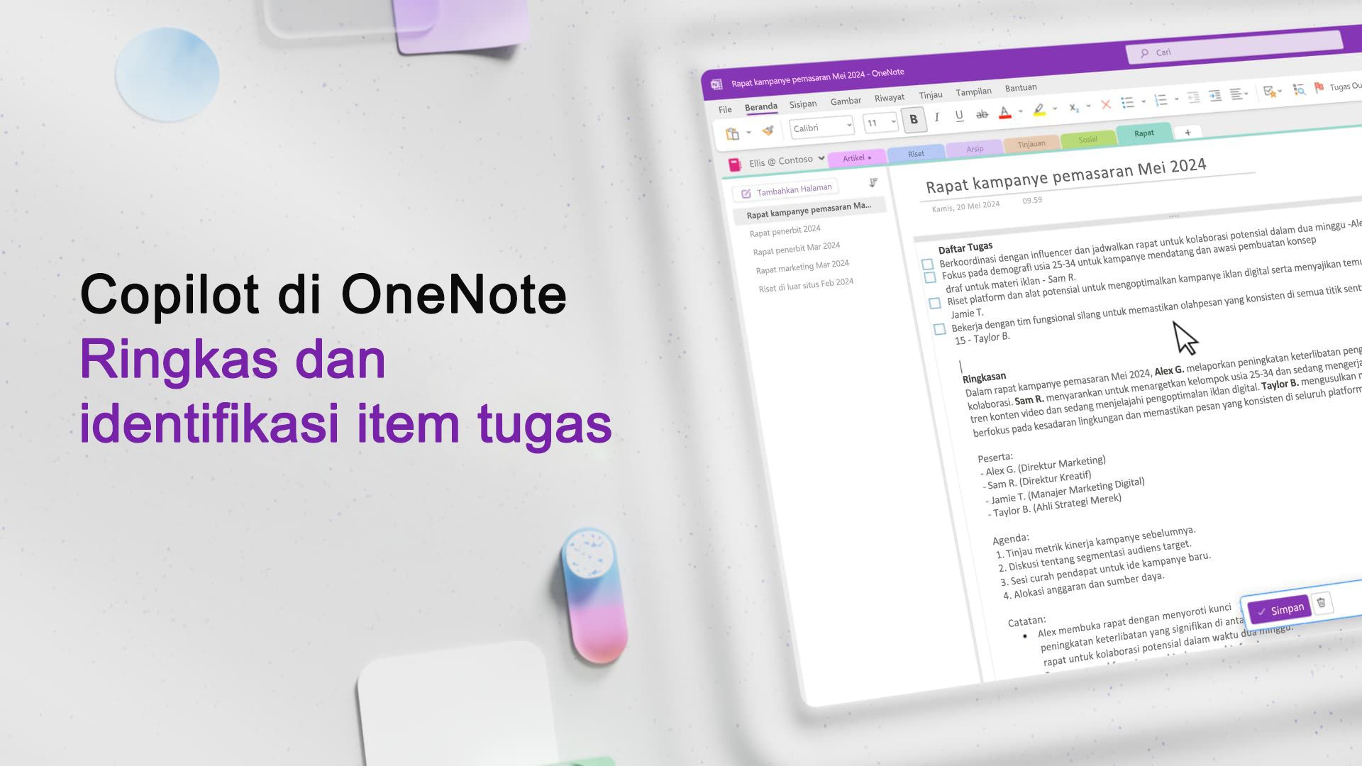 Video: Meringkas dan mengidentifikasi item tugas dengan Copilot di OneNote