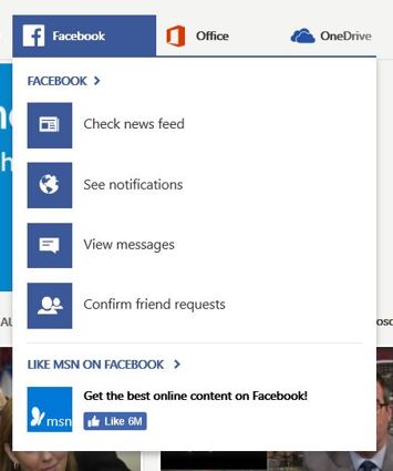 Laman MSN, Facebook masuk