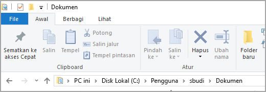 Lokasi folder Dokumen default